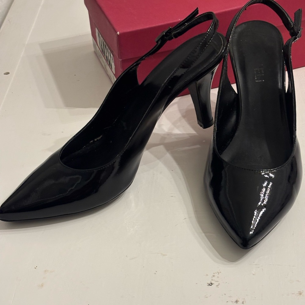 Vaneli Black Stiletto Heels with Glossy Finish